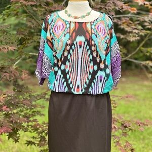 Multicolor & Black Geometric Dress